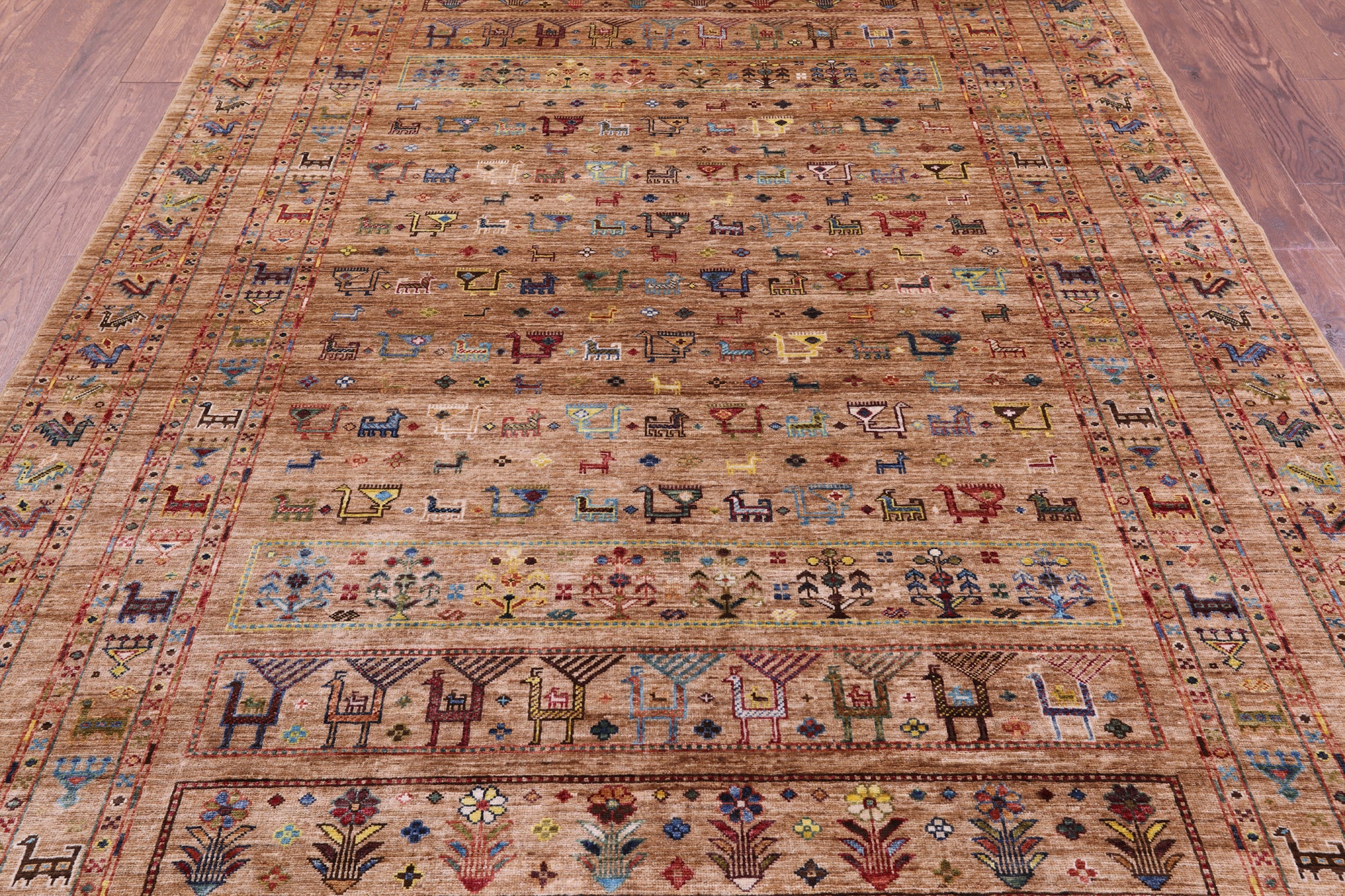 Persian Tribal Gabbeh Hand Knotted Wool Rug - 6' 8" X 10' 4" - Golden Nile