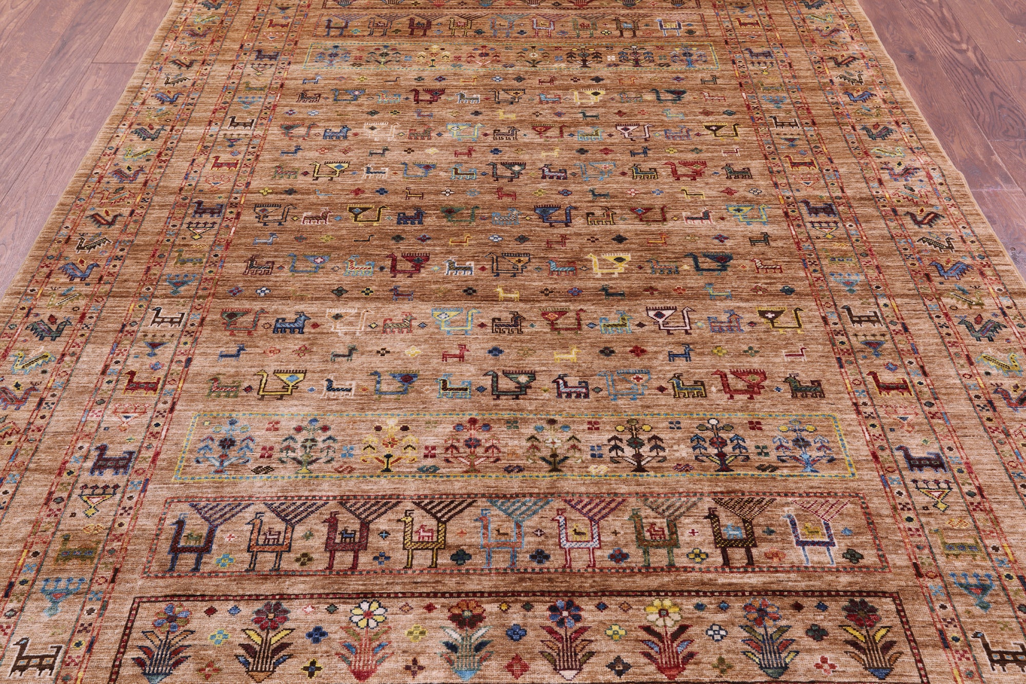 Persian Tribal Gabbeh Hand Knotted Wool Rug - 6' 8" X 10' 4" - Golden Nile