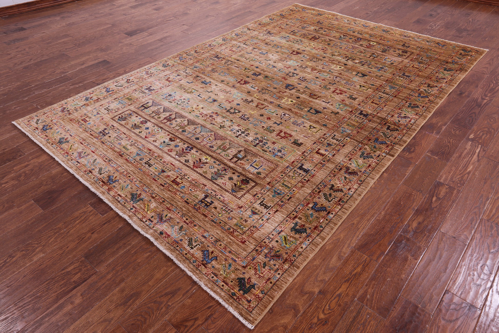 Persian Tribal Gabbeh Hand Knotted Wool Rug - 6' 8" X 10' 4" - Golden Nile
