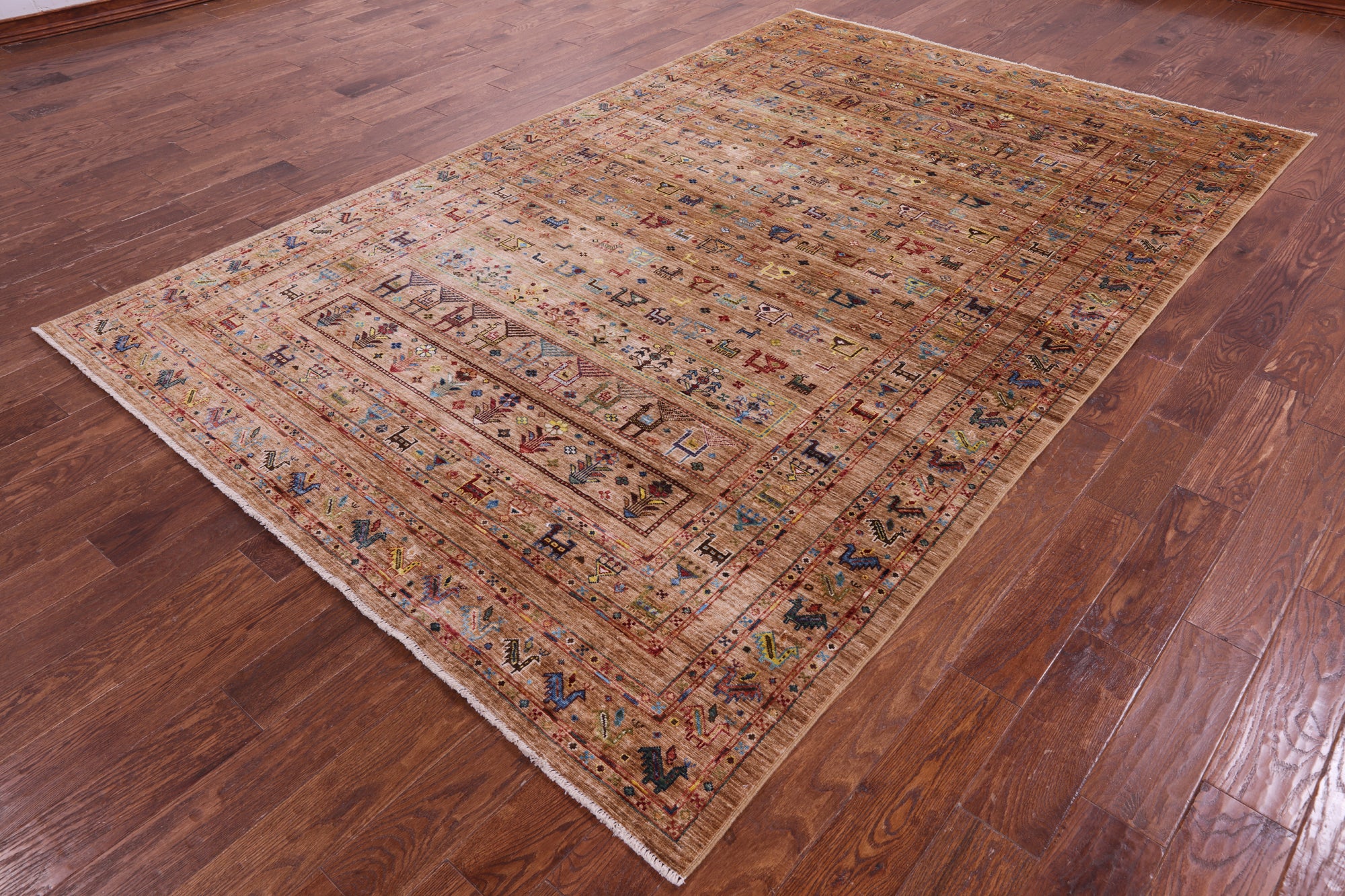 Persian Tribal Gabbeh Hand Knotted Wool Rug - 6' 8" X 10' 4" - Golden Nile