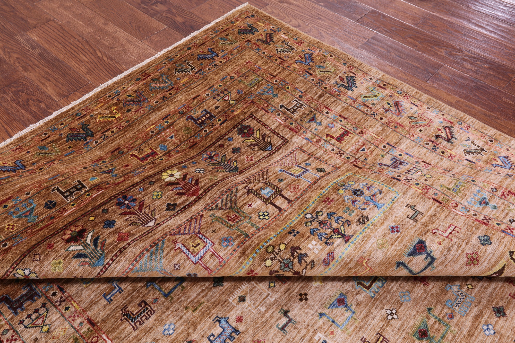 Persian Tribal Gabbeh Hand Knotted Wool Rug - 6' 8" X 10' 4" - Golden Nile