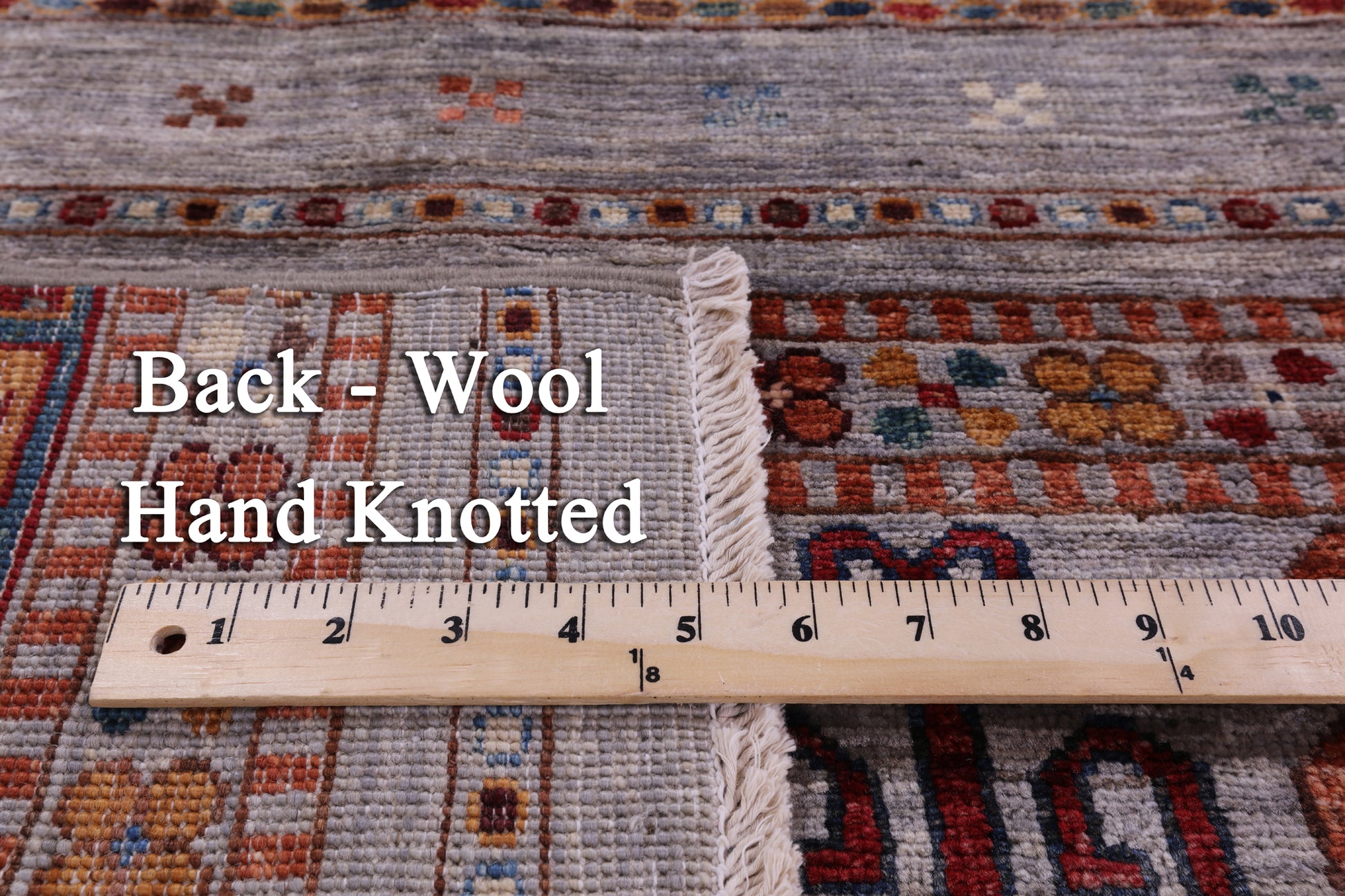 Grey Khorjin Persian Gabbeh Hand Knotted Wool Rug - 6' 9" X 10' 0" - Golden Nile