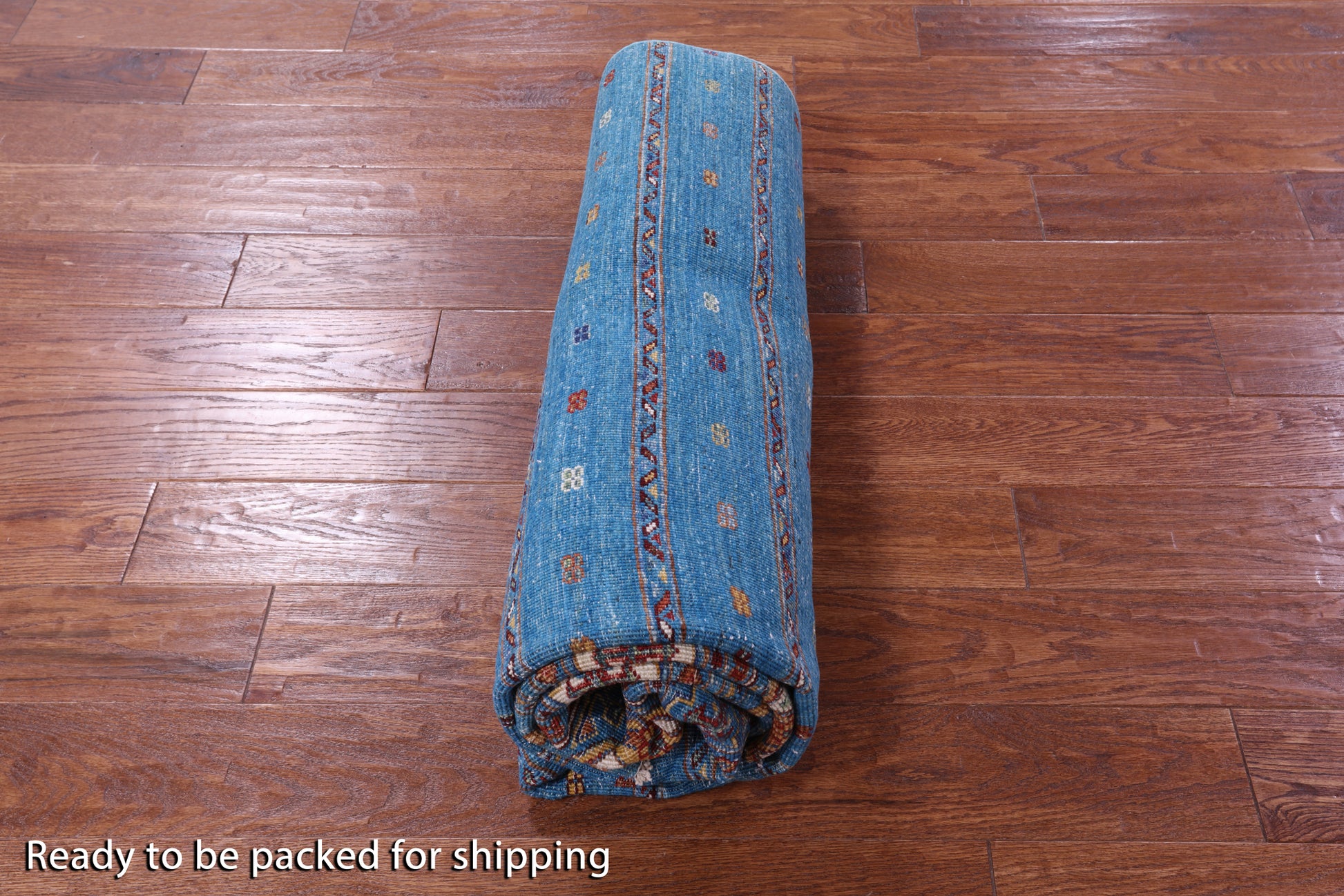 Blue Khorjin Persian Gabbeh Hand Knotted Wool Rug - 5' 7" X 7' 6" - Golden Nile
