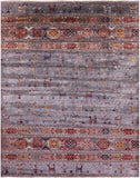 Grey Tribal Persian Gabbeh Hand Knotted Wool Rug - 8' 3" X 10' 5" - Golden Nile