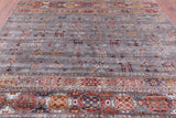 Grey Tribal Persian Gabbeh Hand Knotted Wool Rug - 8' 3" X 10' 5" - Golden Nile