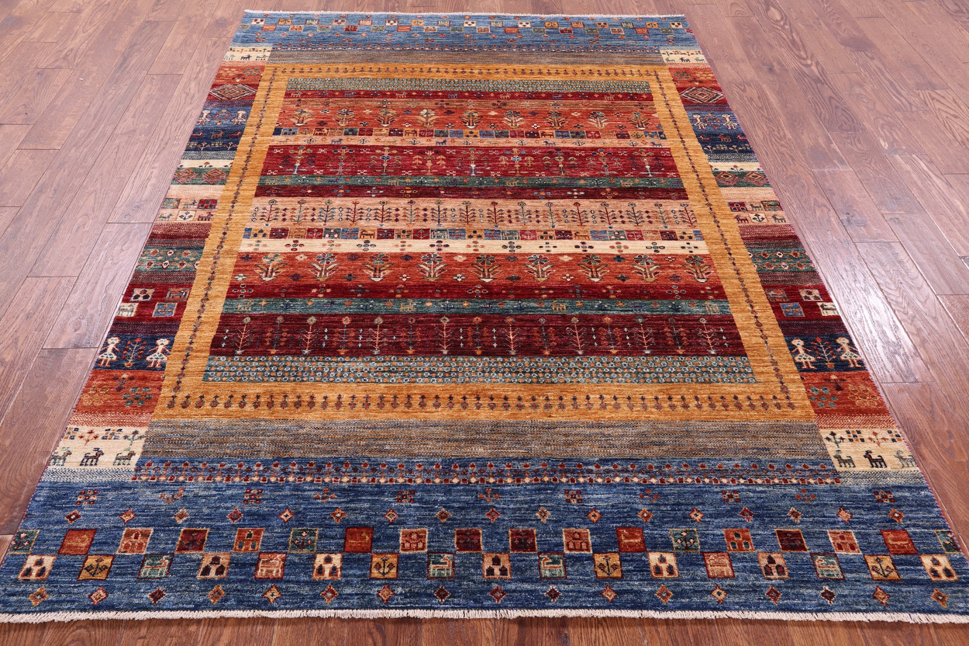 Tribal Persian Gabbeh Hand Knotted Wool Rug - 5' 10" X 7' 10" - Golden Nile