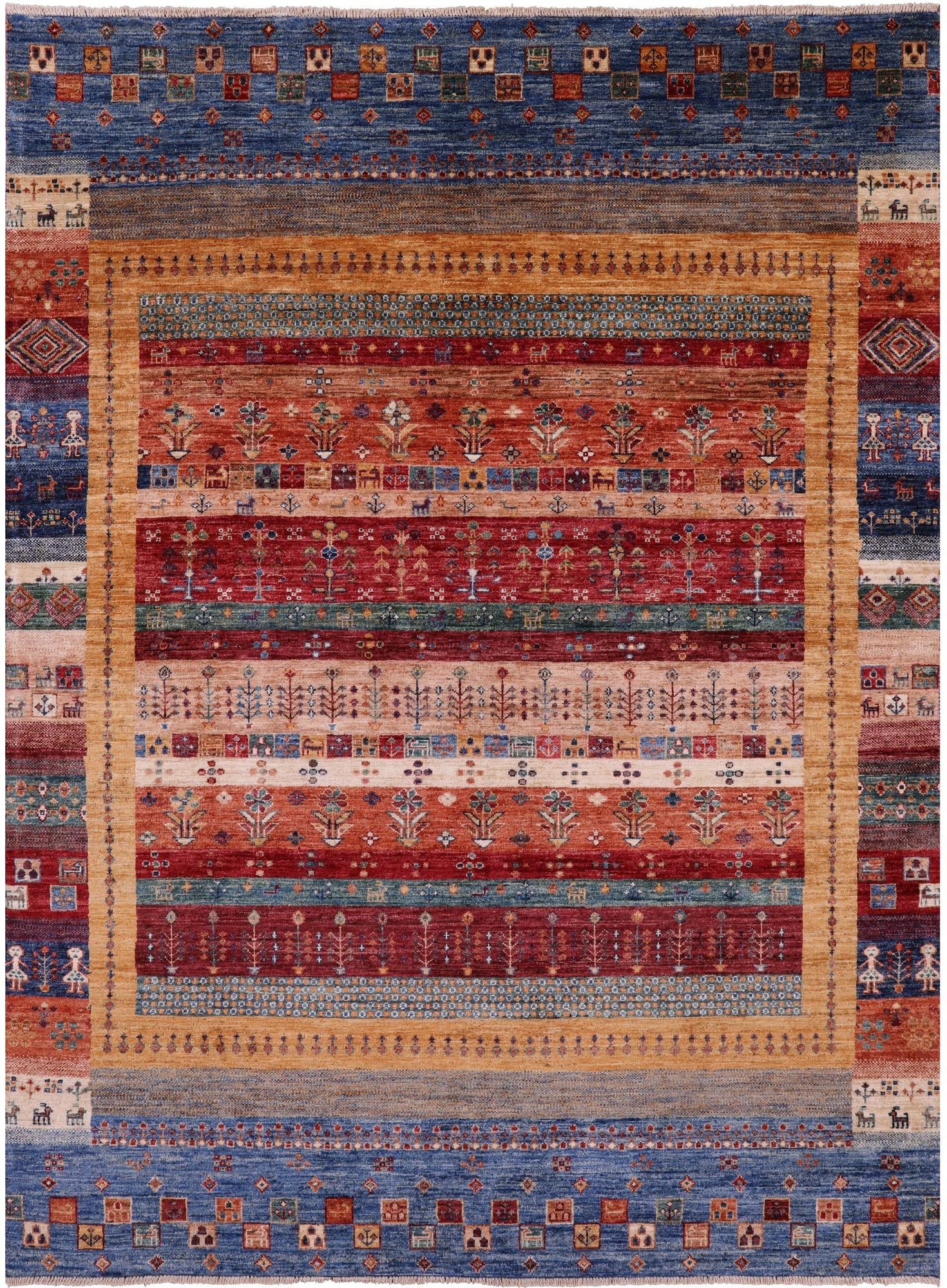 Tribal Persian Gabbeh Hand Knotted Wool Rug - 5' 10" X 7' 10" - Golden Nile