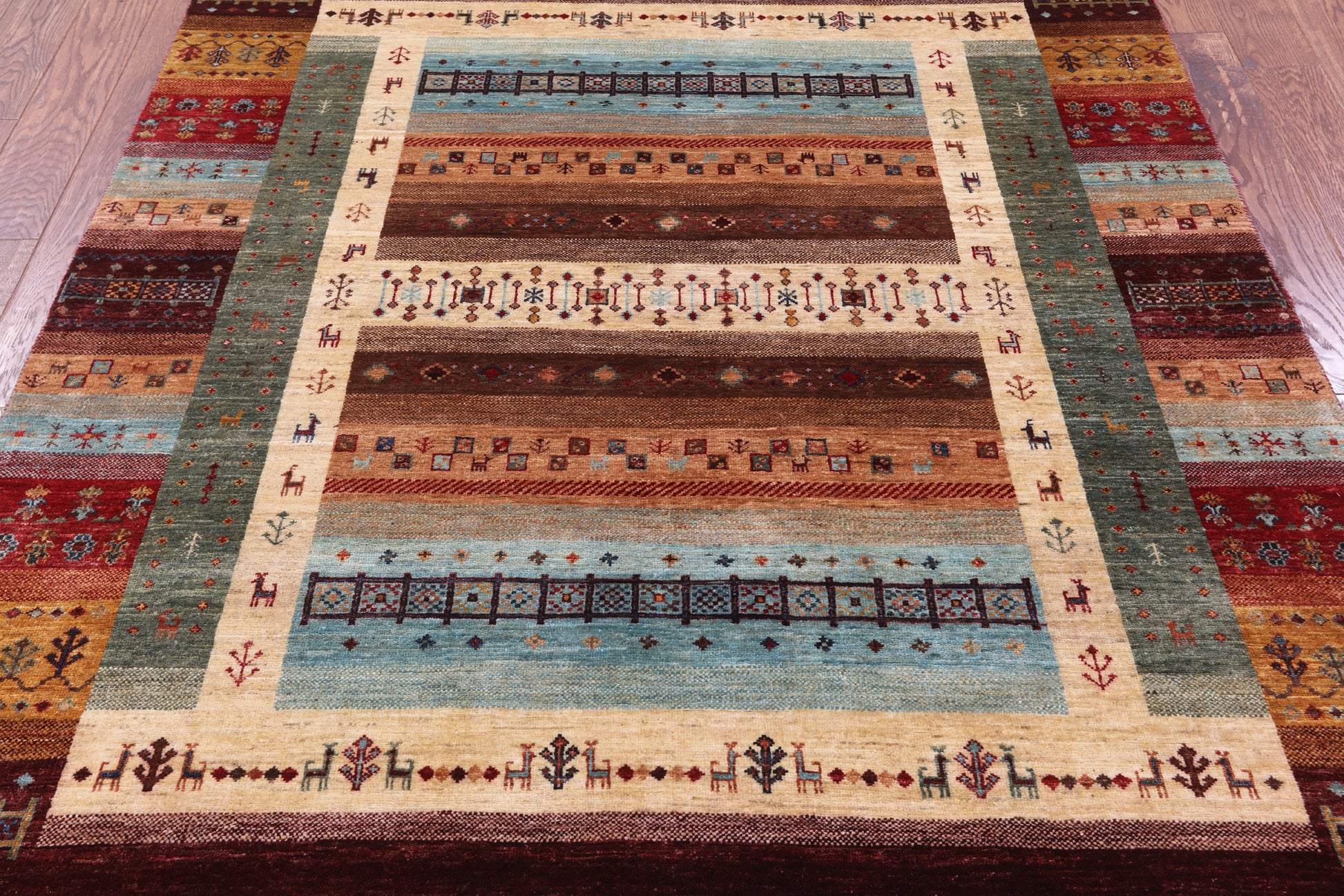 Tribal Persian Gabbeh Hand Knotted Wool Rug - 5' 9" X 8' 5" - Golden Nile