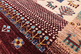 Tribal Persian Gabbeh Hand Knotted Wool Rug - 5' 1" X 6' 9" - Golden Nile