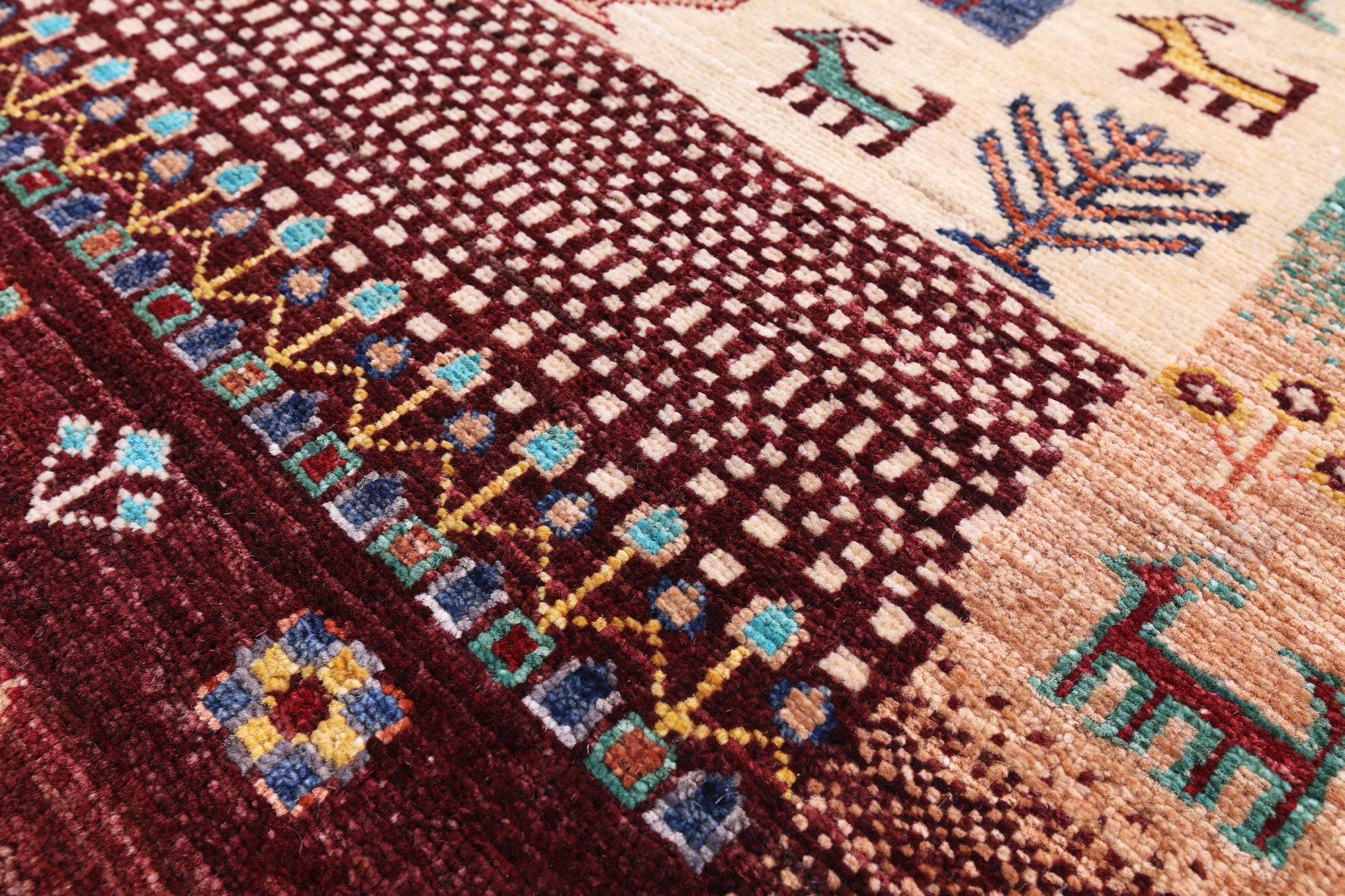 Tribal Persian Gabbeh Hand Knotted Wool Rug - 5' 1" X 6' 9" - Golden Nile