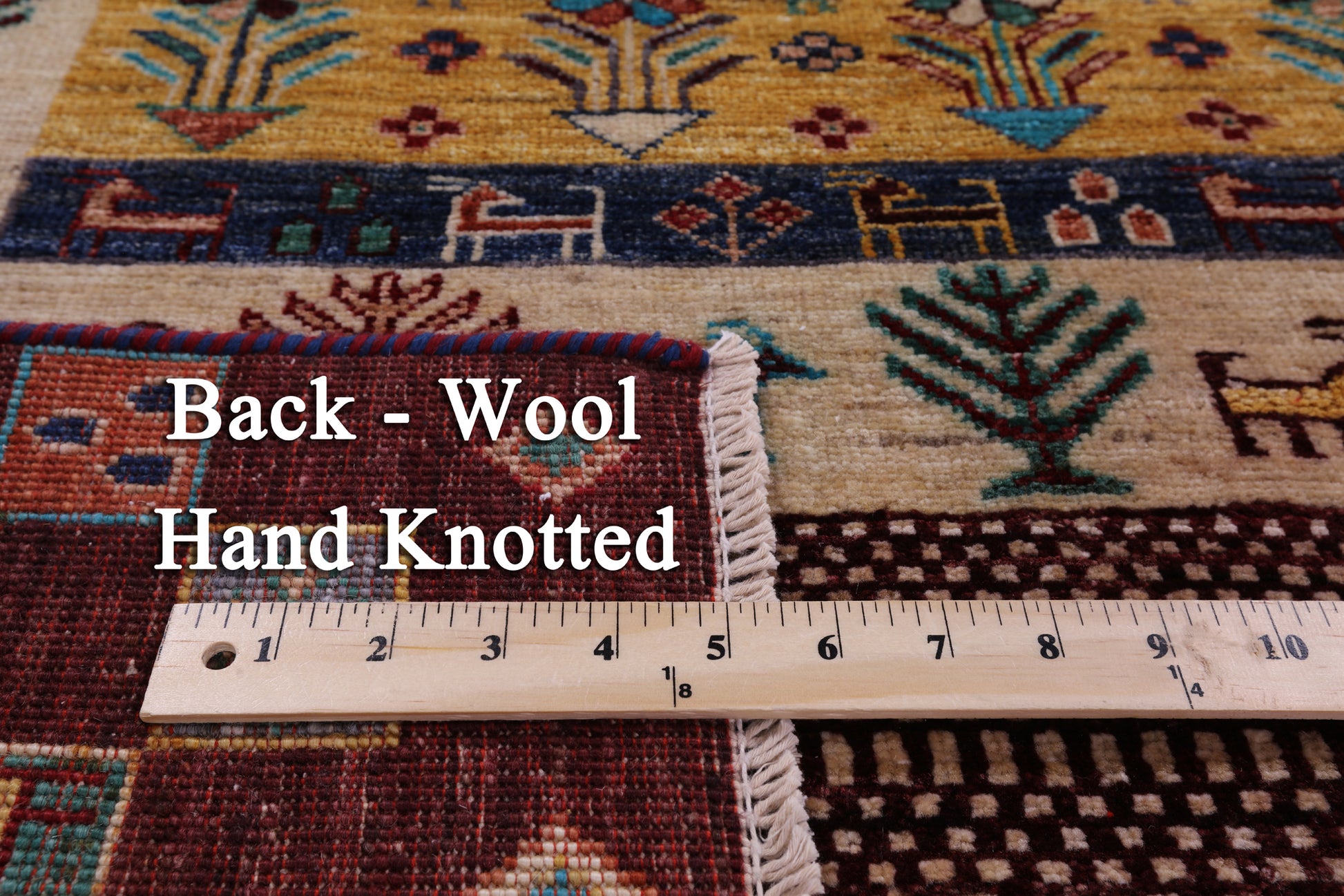 Tribal Persian Gabbeh Hand Knotted Wool Rug - 5' 1" X 6' 9" - Golden Nile