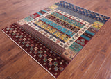 Tribal Persian Gabbeh Hand Knotted Wool Rug - 5' 1" X 6' 9" - Golden Nile