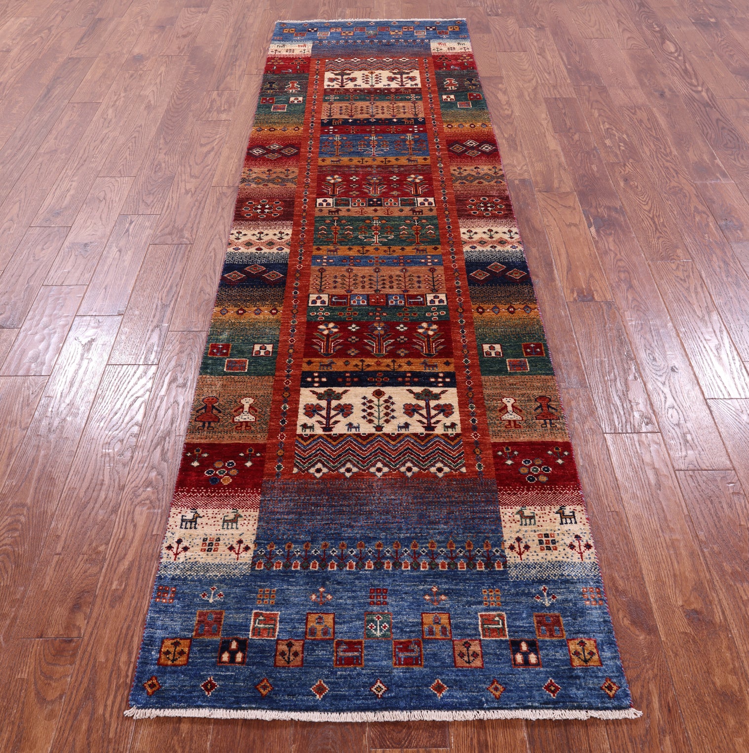 Tribal Persian Gabbeh Handmade Wool Runner Rug - 2' 9" X 9' 11" - Golden Nile