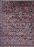 Grey Turkmen Ersari Hand Knotted Wool Rug - 5' 10" X 7' 11" - Golden Nile