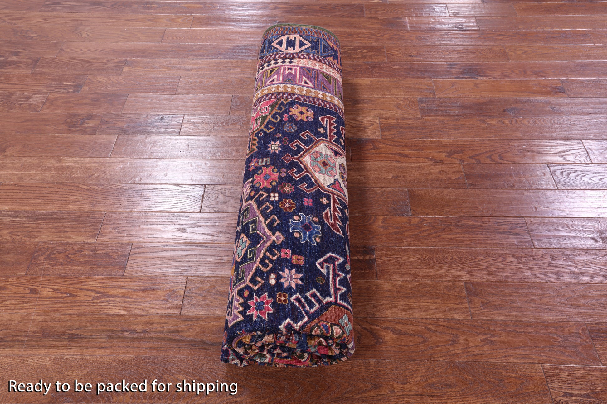 Blue Persian Fine Serapi Hand Knotted Wool Rug - 8' 11" X 11' 10" - Golden Nile