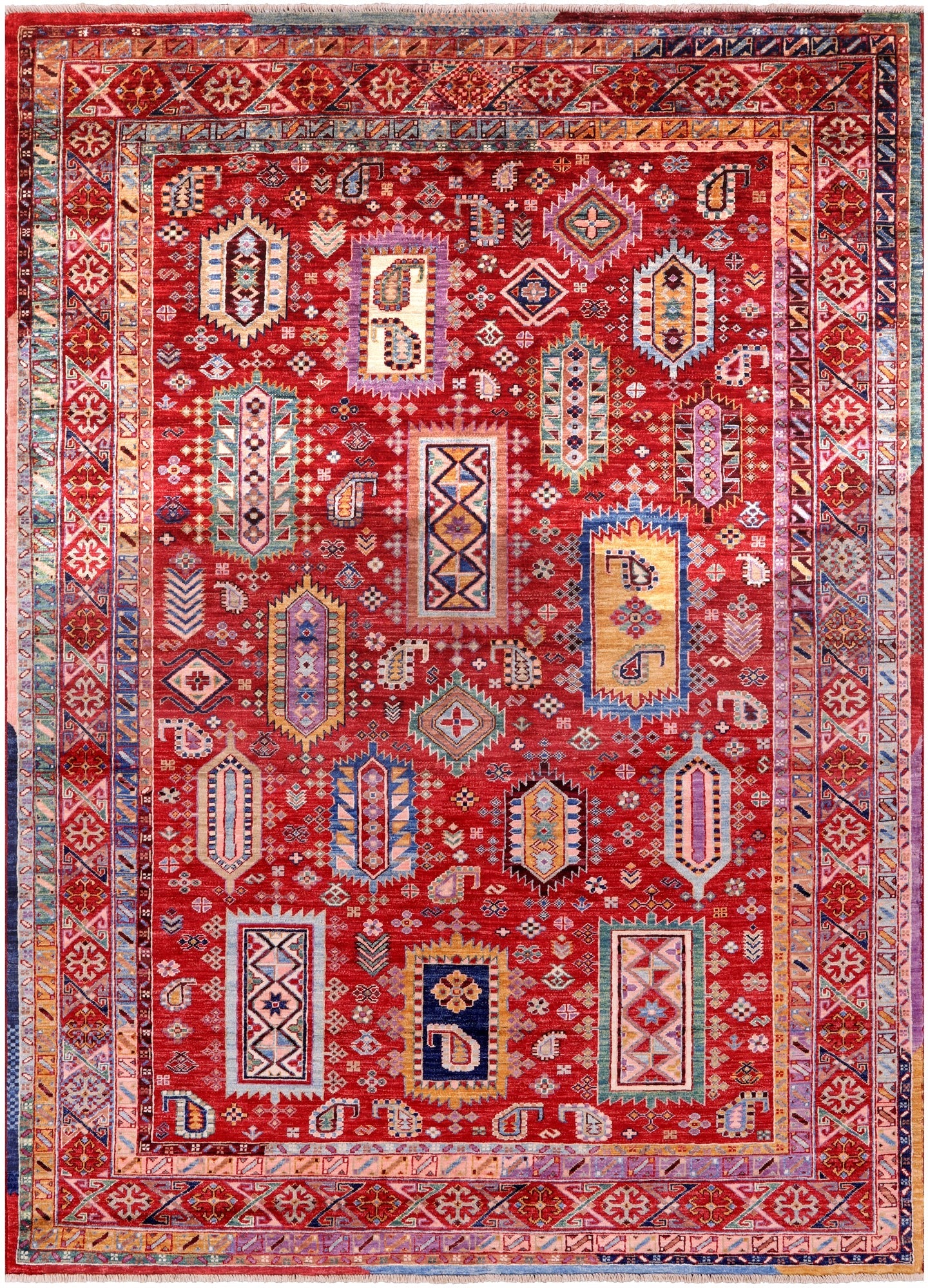 Red Persian Fine Serapi Handmade Wool Rug - 6' 1" X 8' 6" - Golden Nile