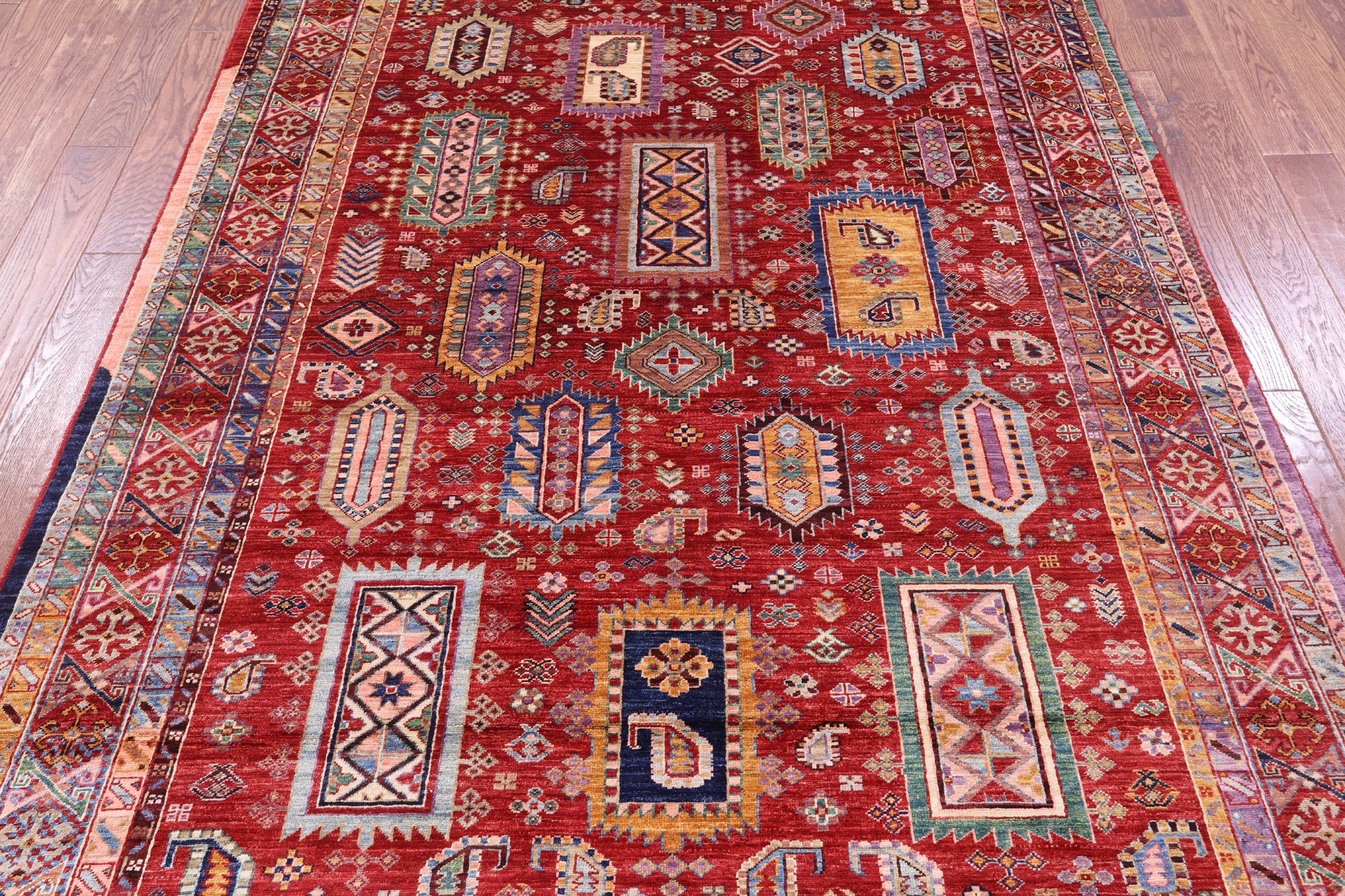 Red Persian Fine Serapi Handmade Wool Rug - 6' 1" X 8' 6" - Golden Nile