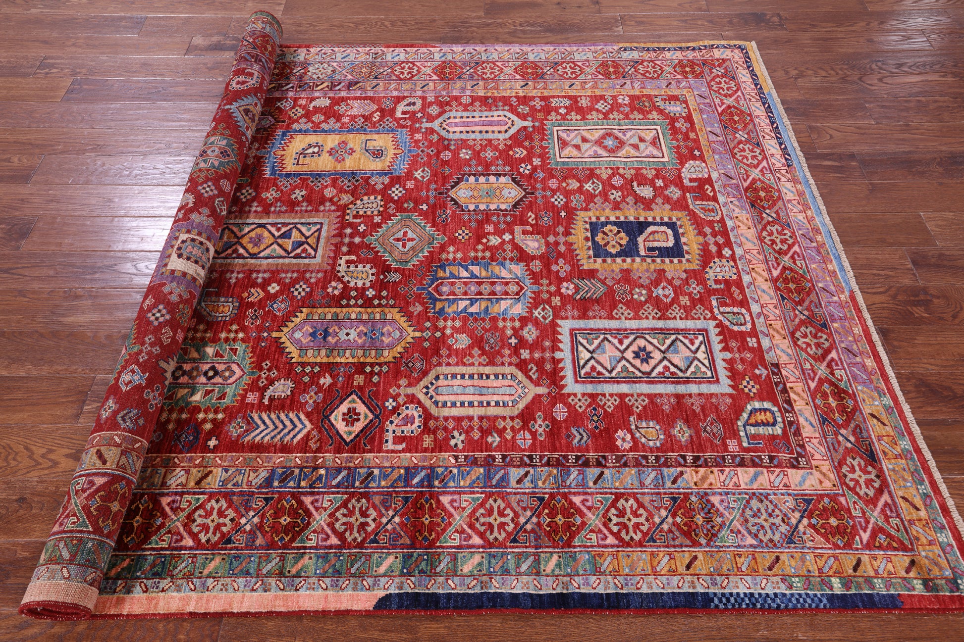 Red Persian Fine Serapi Handmade Wool Rug - 6' 1" X 8' 6" - Golden Nile