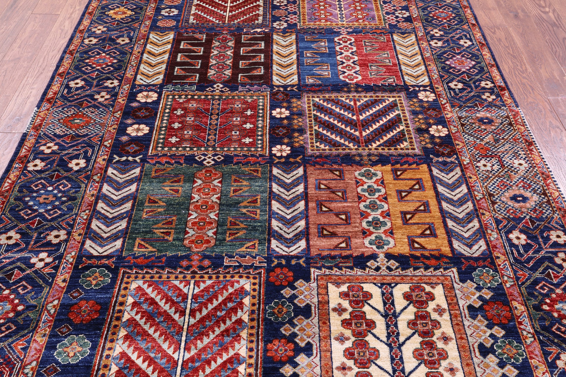 Blue Persian Fine Serapi Hand Knotted Wool Rug - 5' 11" X 8' 11" - Golden Nile