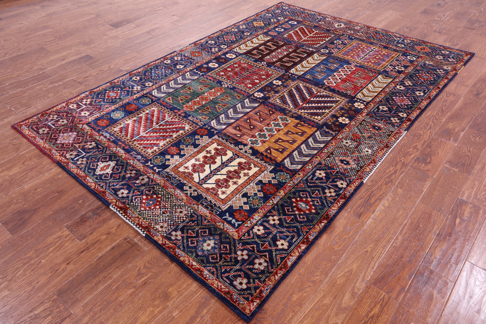 Blue Persian Fine Serapi Hand Knotted Wool Rug - 5' 11" X 8' 11" - Golden Nile