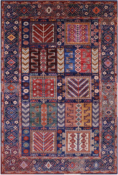 Blue Persian Fine Serapi Hand Knotted Wool Rug - 5' 11" X 8' 11" - Golden Nile