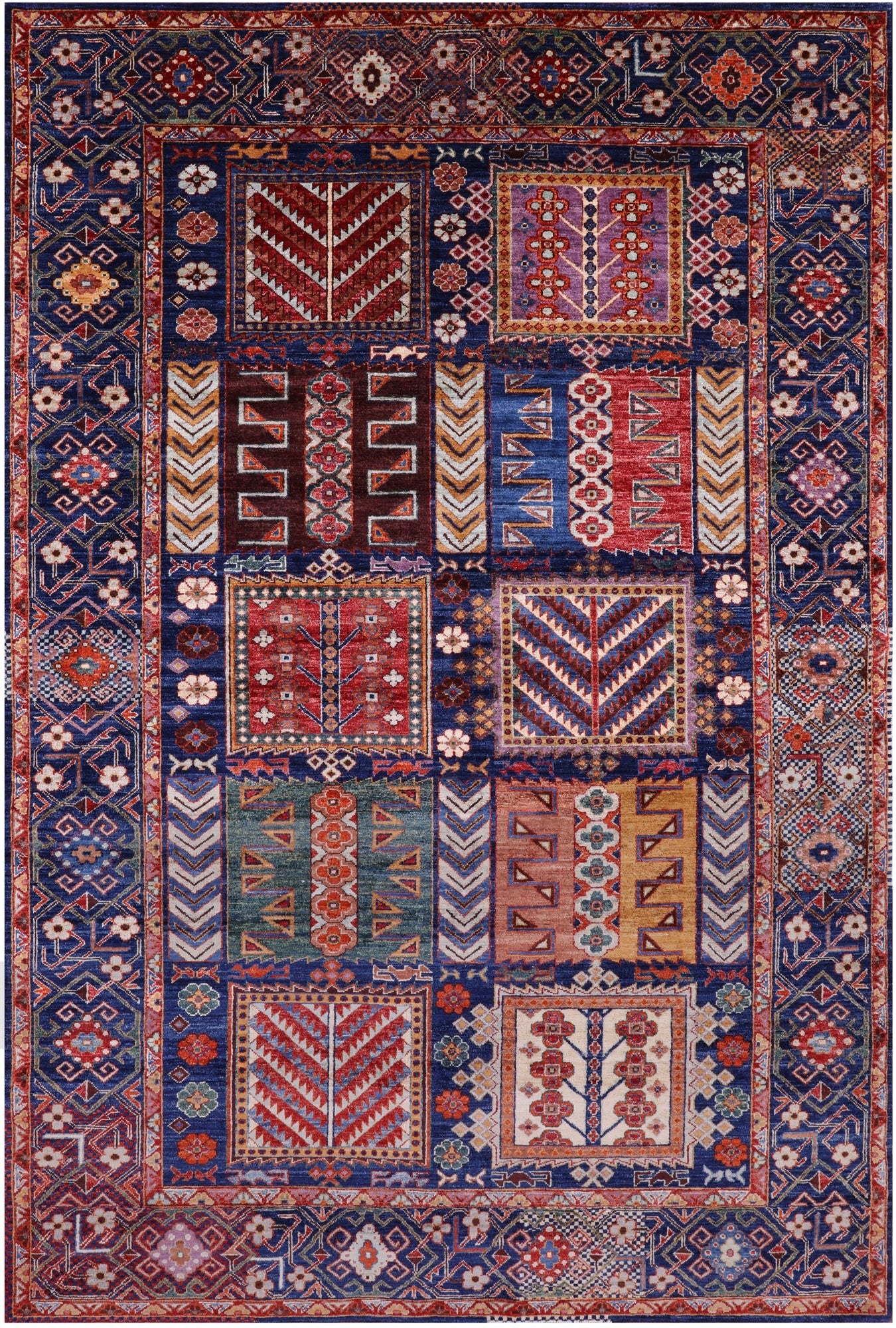 Blue Persian Fine Serapi Hand Knotted Wool Rug - 5' 11" X 8' 11" - Golden Nile