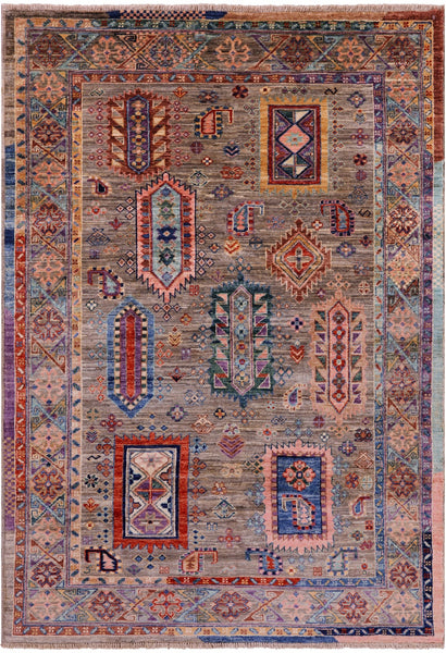 Persian Fine Serapi Hand Knotted Wool Rug - 4' 1" X 6' 1" - Golden Nile