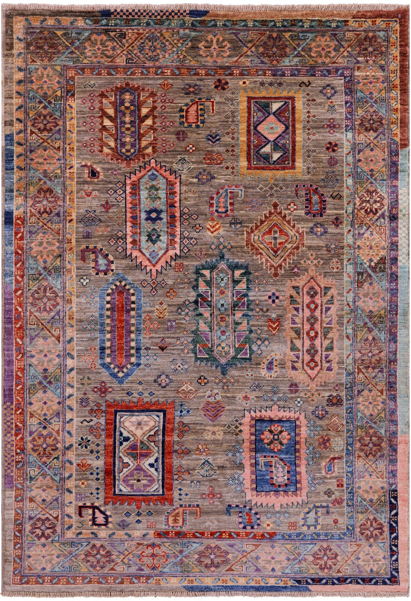 Persian Fine Serapi Hand Knotted Wool Rug - 4' 1" X 6' 1" - Golden Nile