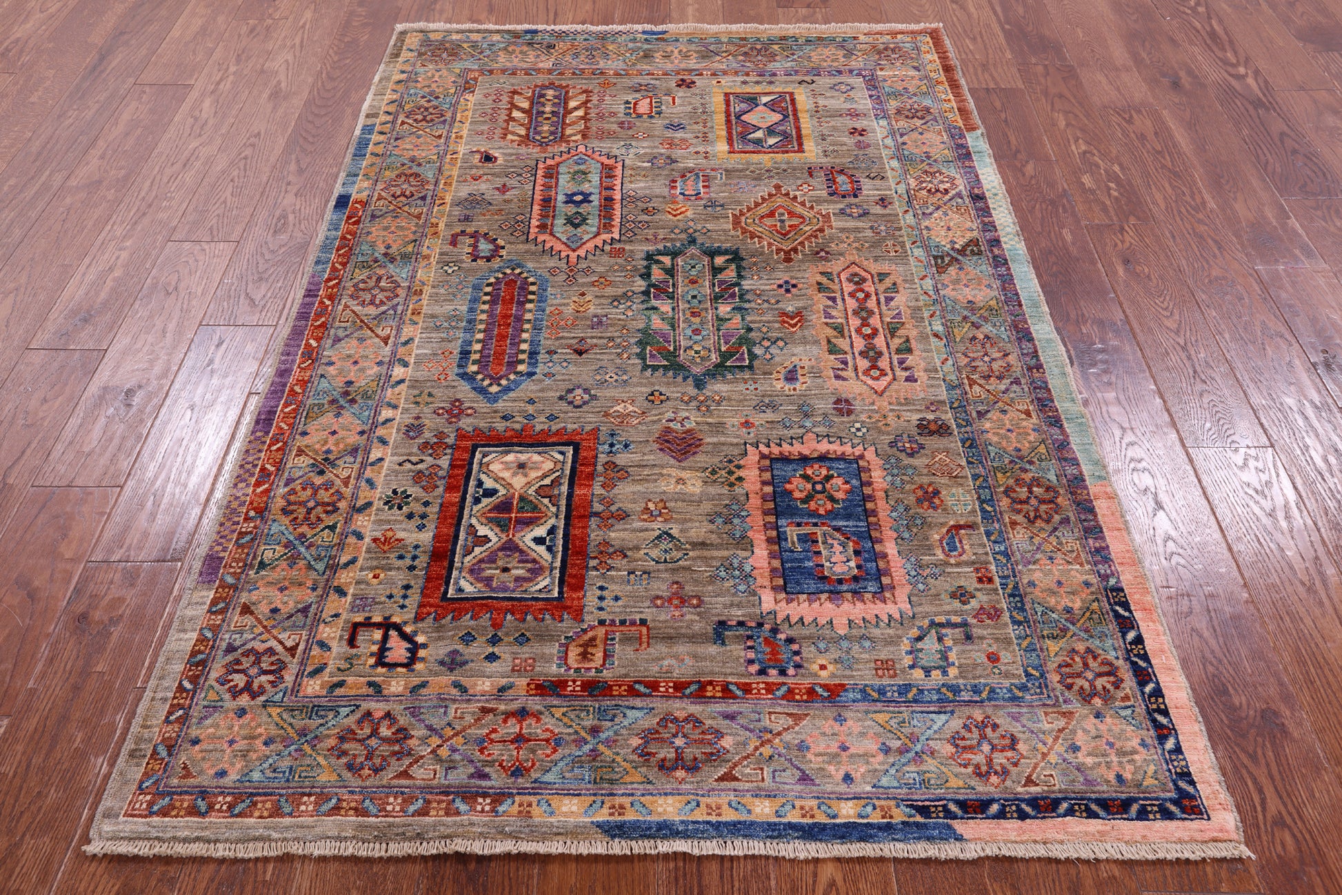 Persian Fine Serapi Hand Knotted Wool Rug - 4' 1" X 6' 1" - Golden Nile