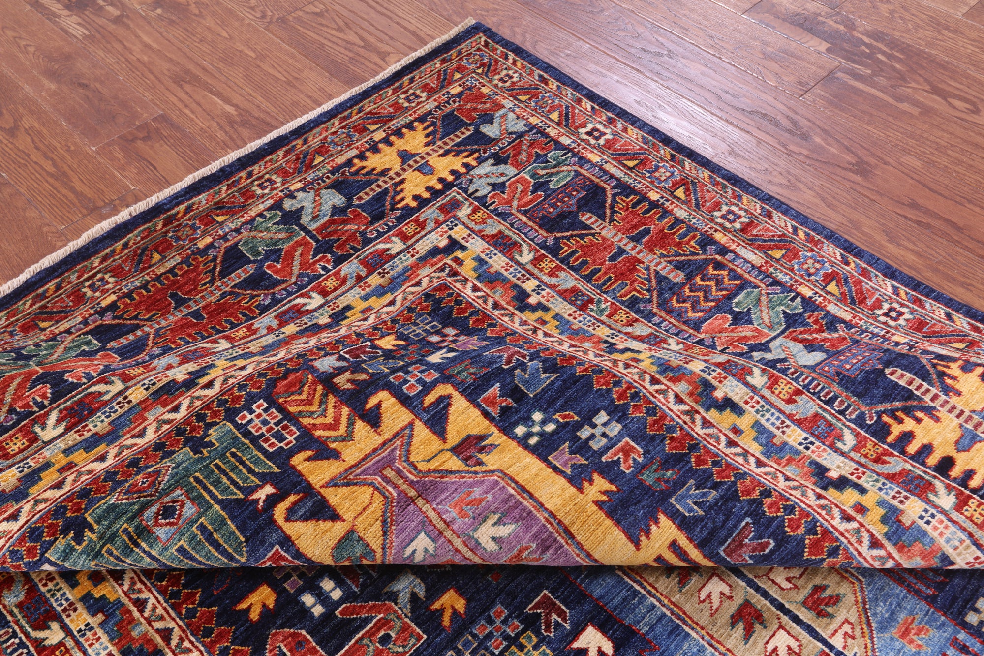 Blue Persian Fine Serapi Handmade Wool Rug - 6' 0" X 8' 10" - Golden Nile