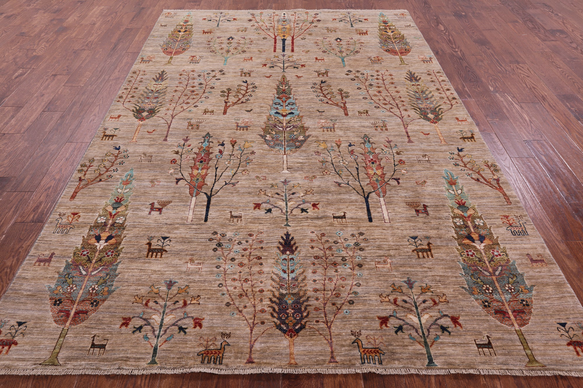 Persian Tribal Gabbeh Hand Knotted Wool Rug - 6' 10" X 9' 9" - Golden Nile