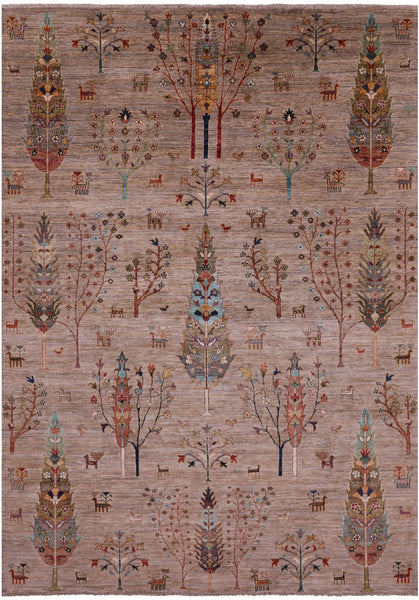 Persian Tribal Gabbeh Hand Knotted Wool Rug - 6' 10" X 9' 9" - Golden Nile