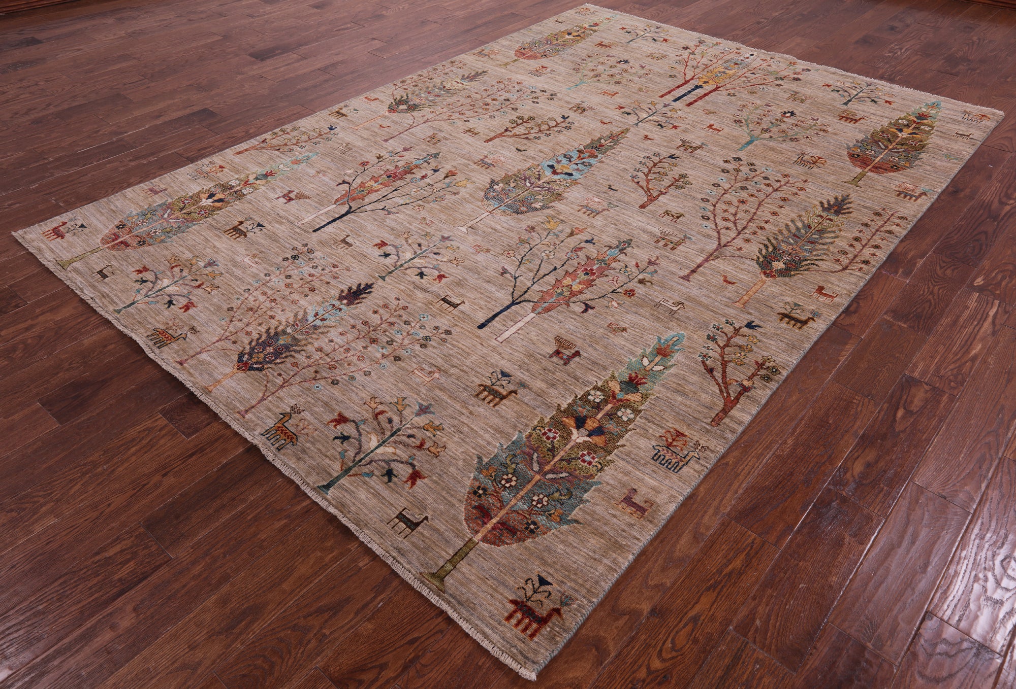 Persian Tribal Gabbeh Hand Knotted Wool Rug - 6' 10" X 9' 9" - Golden Nile