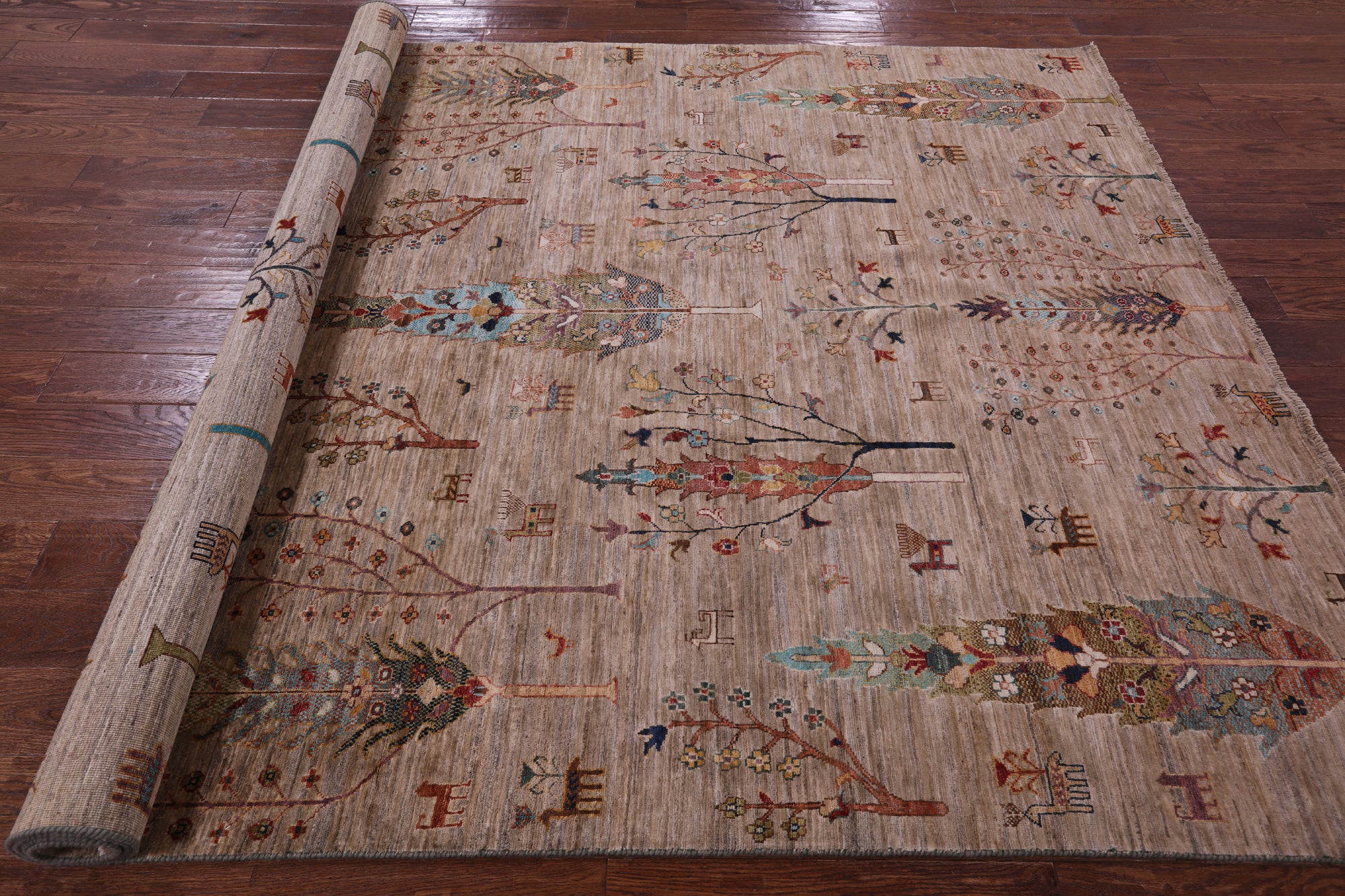 Persian Tribal Gabbeh Hand Knotted Wool Rug - 6' 10" X 9' 9" - Golden Nile