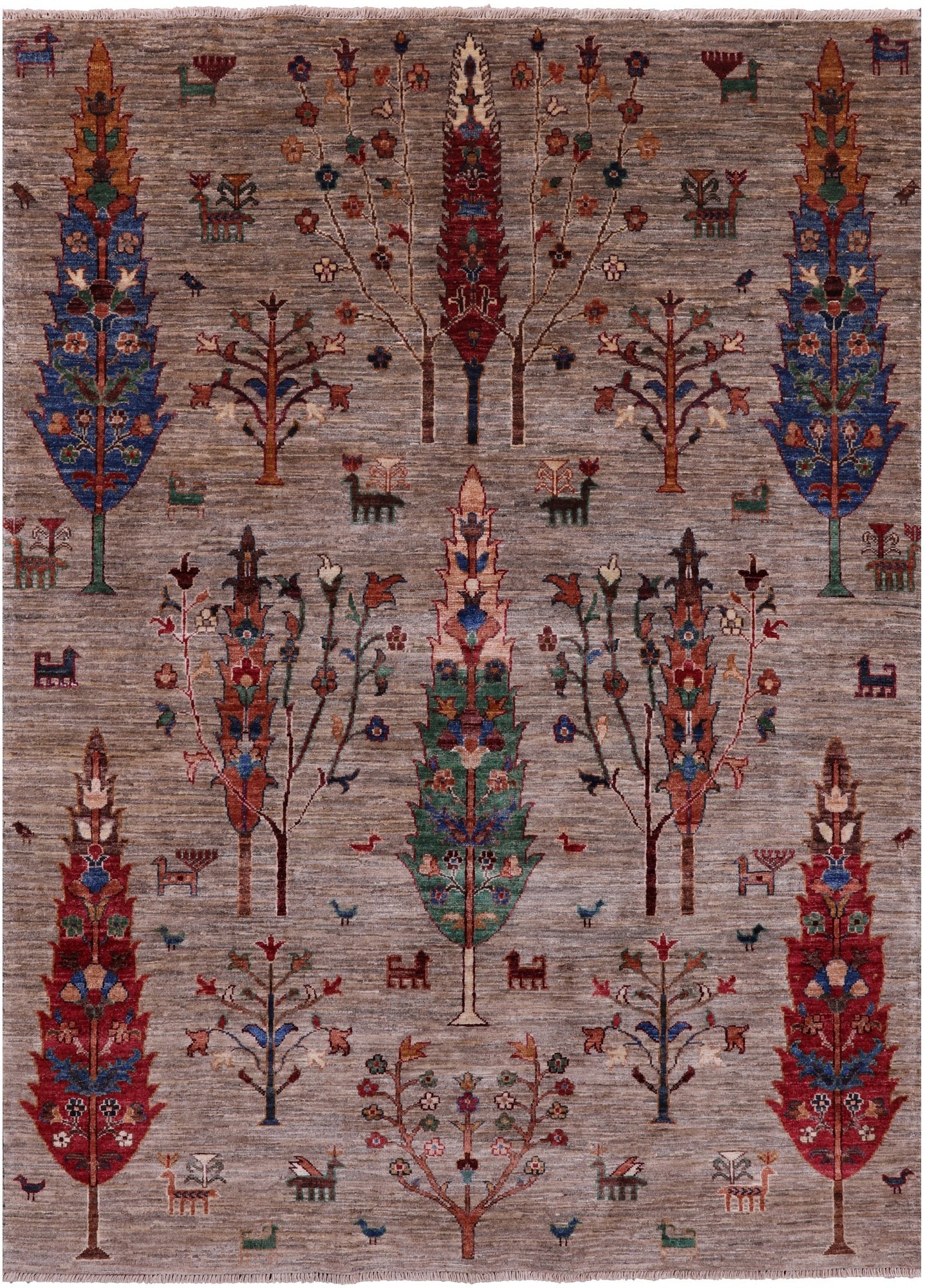 Tribal Persian Gabbeh Hand Knotted Wool Rug - 5' 1" X 6' 9" - Golden Nile