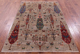 Tribal Persian Gabbeh Hand Knotted Wool Rug - 5' 1" X 6' 9" - Golden Nile