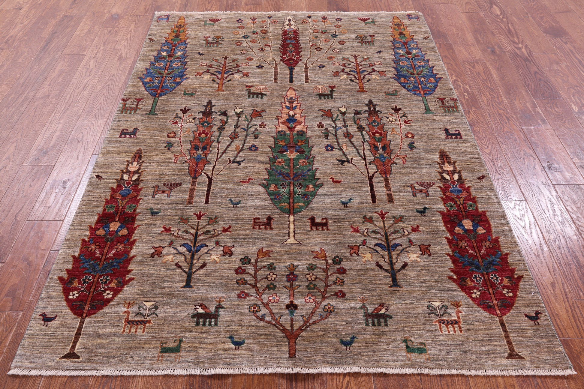 Tribal Persian Gabbeh Hand Knotted Wool Rug - 5' 1" X 6' 9" - Golden Nile