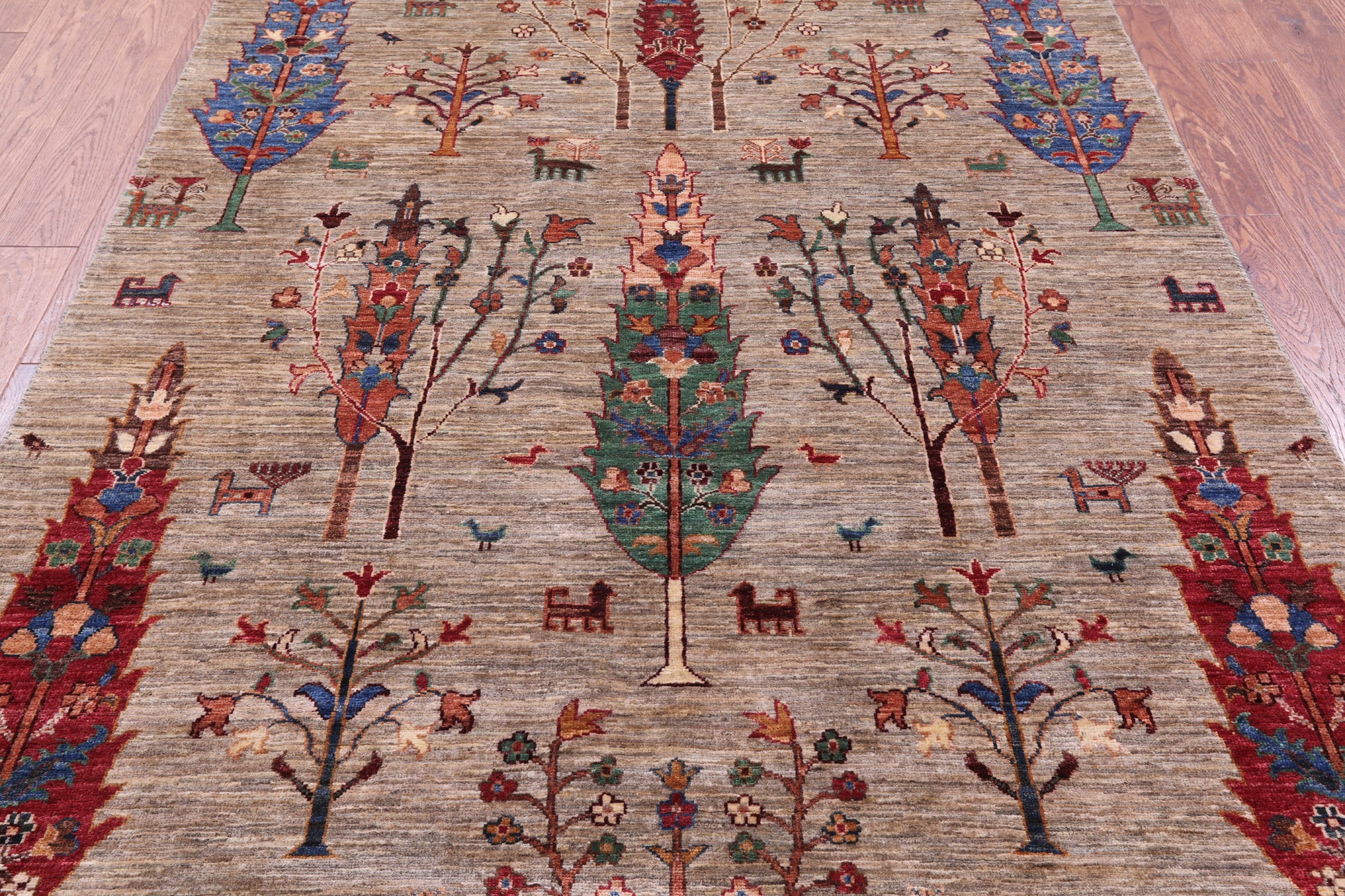 Tribal Persian Gabbeh Hand Knotted Wool Rug - 5' 1" X 6' 9" - Golden Nile