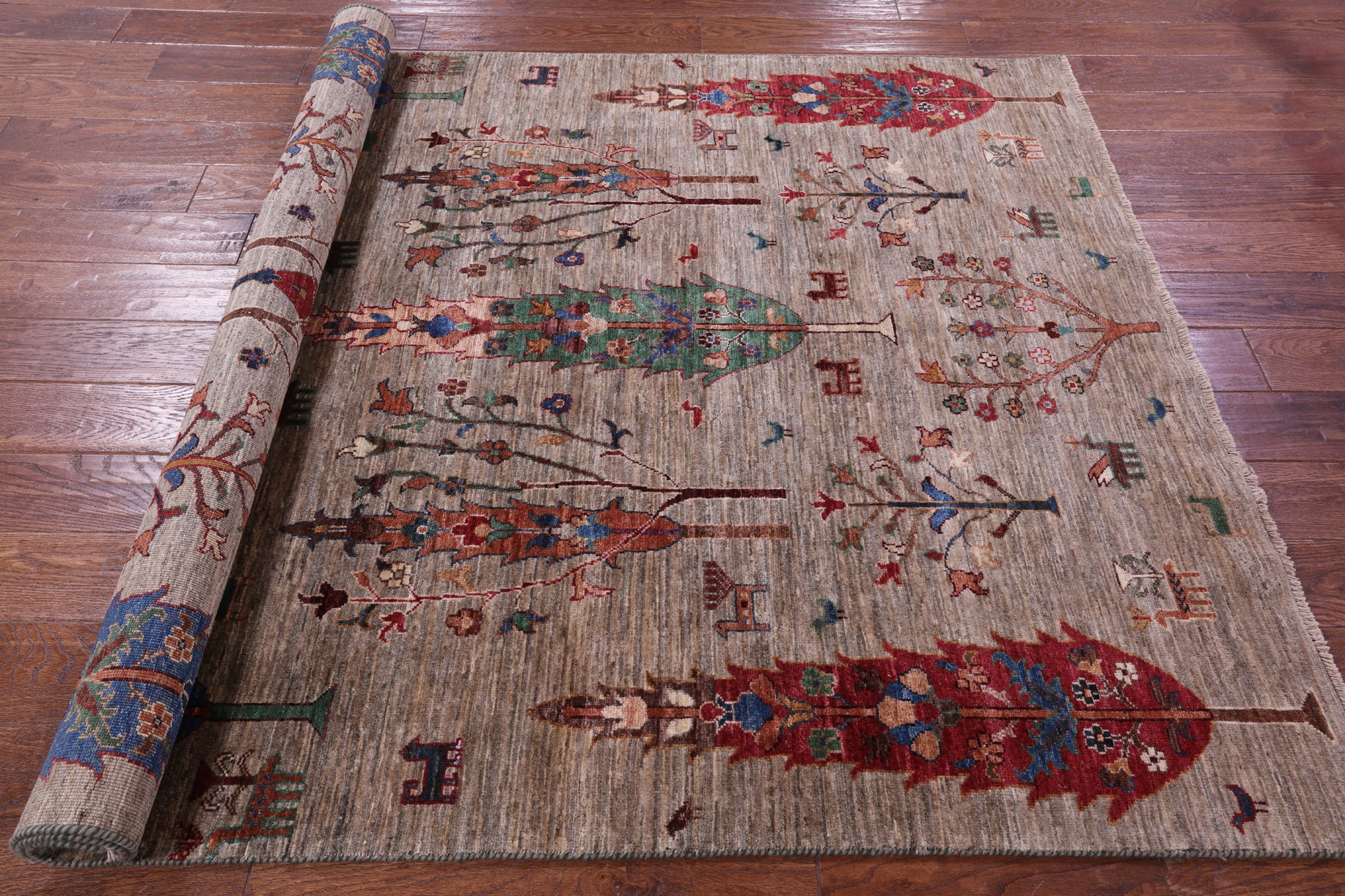Tribal Persian Gabbeh Hand Knotted Wool Rug - 5' 1" X 6' 9" - Golden Nile