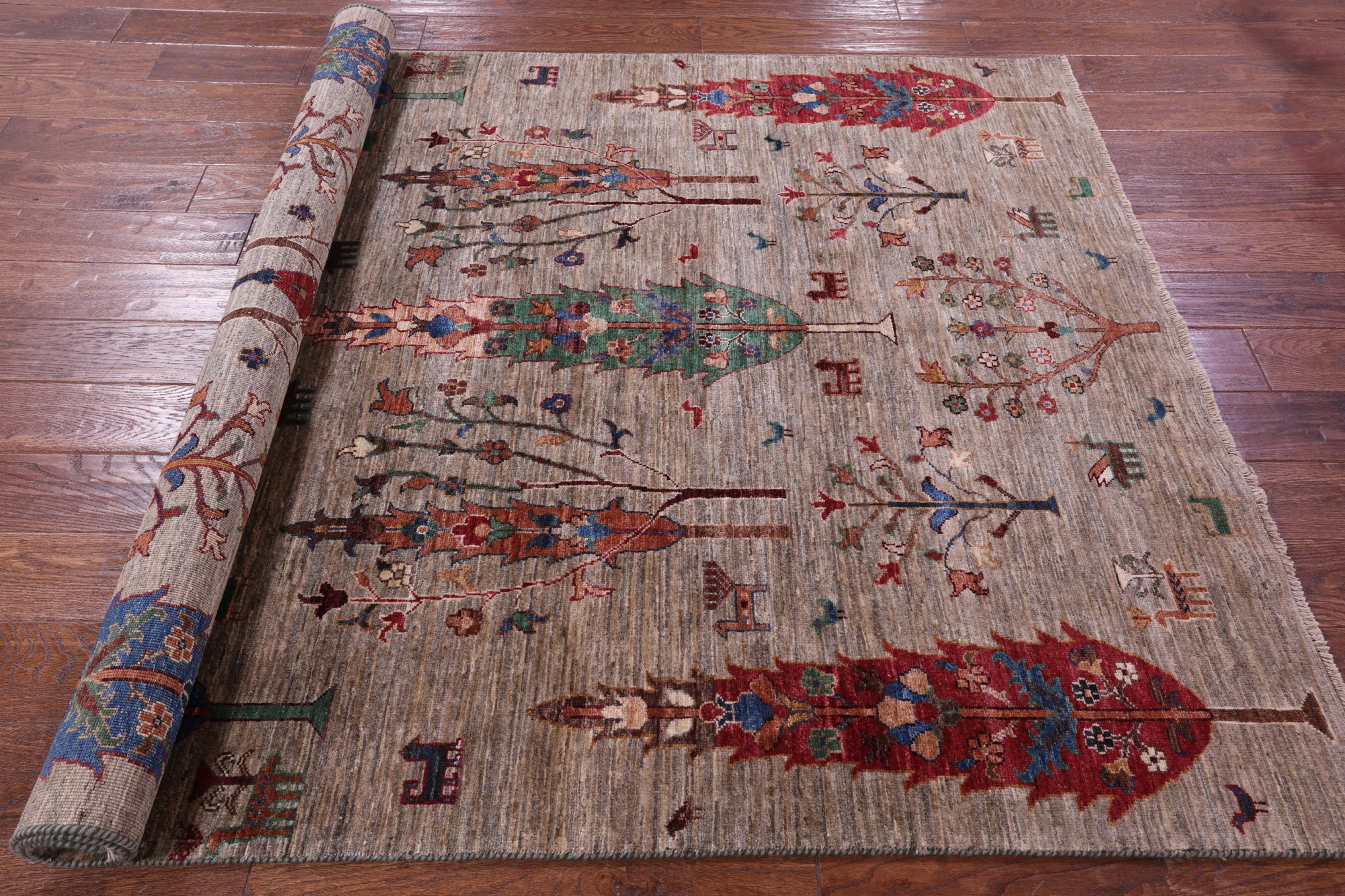 Tribal Persian Gabbeh Hand Knotted Wool Rug - 5' 1" X 6' 9" - Golden Nile