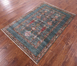 Peshawar Hand Knotted Wool Rug - 4' 1" X 6' 0" - Golden Nile