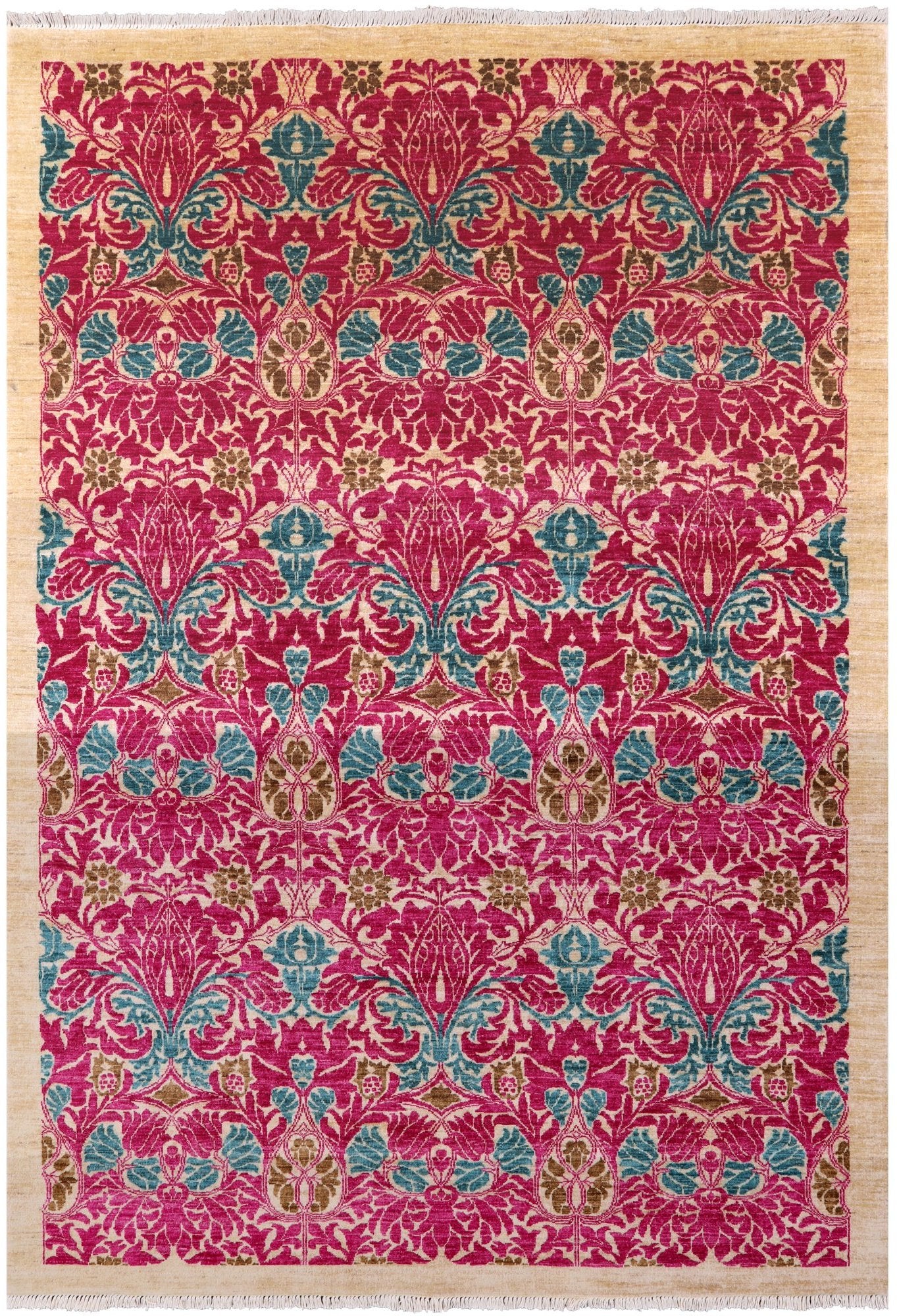 William Morris Hand Knotted Wool Area Rug - 6' 1" X 8' 10" - Golden Nile