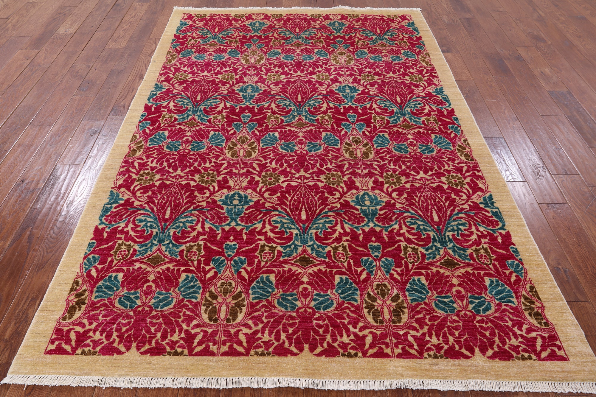 William Morris Hand Knotted Wool Area Rug - 6' 1" X 8' 10" - Golden Nile