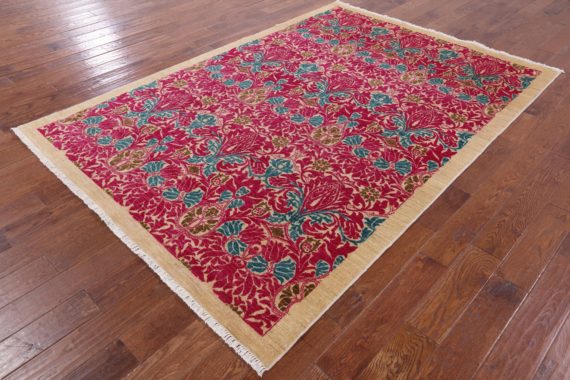 William Morris Hand Knotted Wool Area Rug - 6' 1" X 8' 10" - Golden Nile