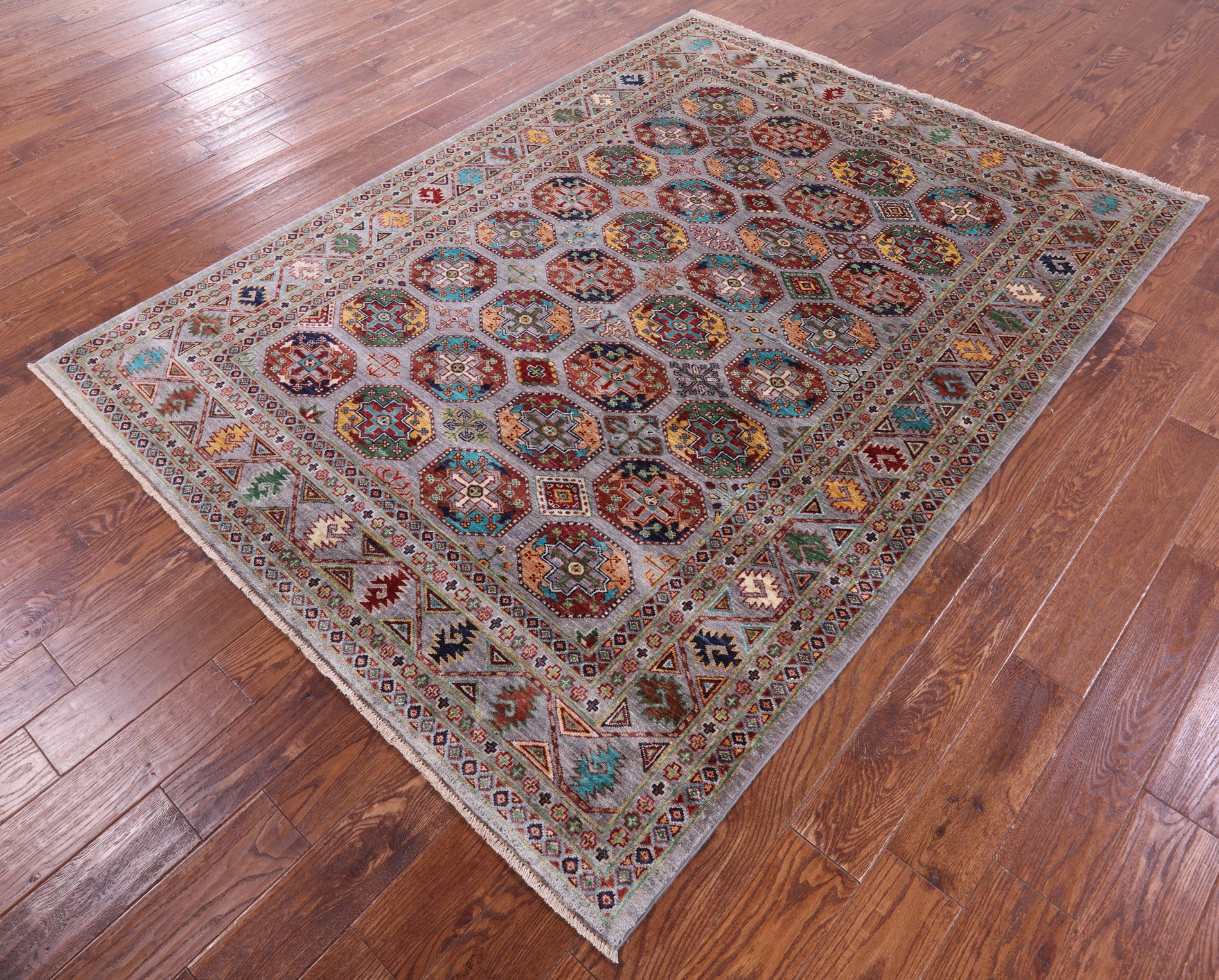 Turkmen Ersari Hand Knotted Wool Rug - 5' 9" X 7' 10" - Golden Nile