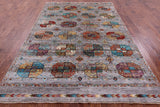 Grey Turkmen Ersari Hand Knotted Wool Rug - 6' 8" X 10' 0" - Golden Nile