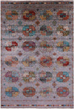 Grey Turkmen Ersari Hand Knotted Wool Rug - 6' 8" X 10' 0" - Golden Nile