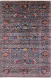 Grey Peshawar Hand Knotted Wool Rug - 6' 8" X 10' 0" - Golden Nile