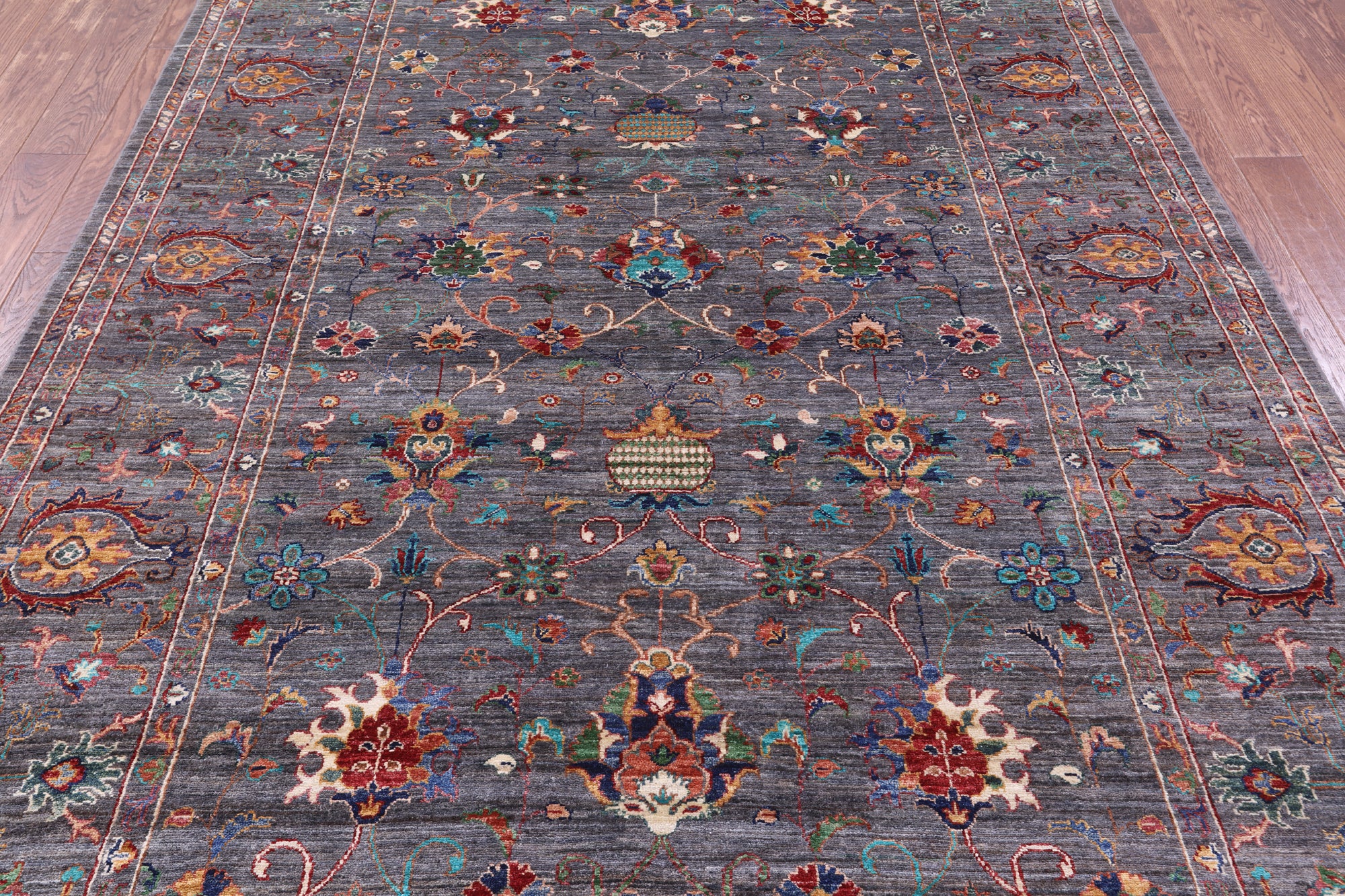 Grey Peshawar Hand Knotted Wool Rug - 6' 8" X 10' 0" - Golden Nile