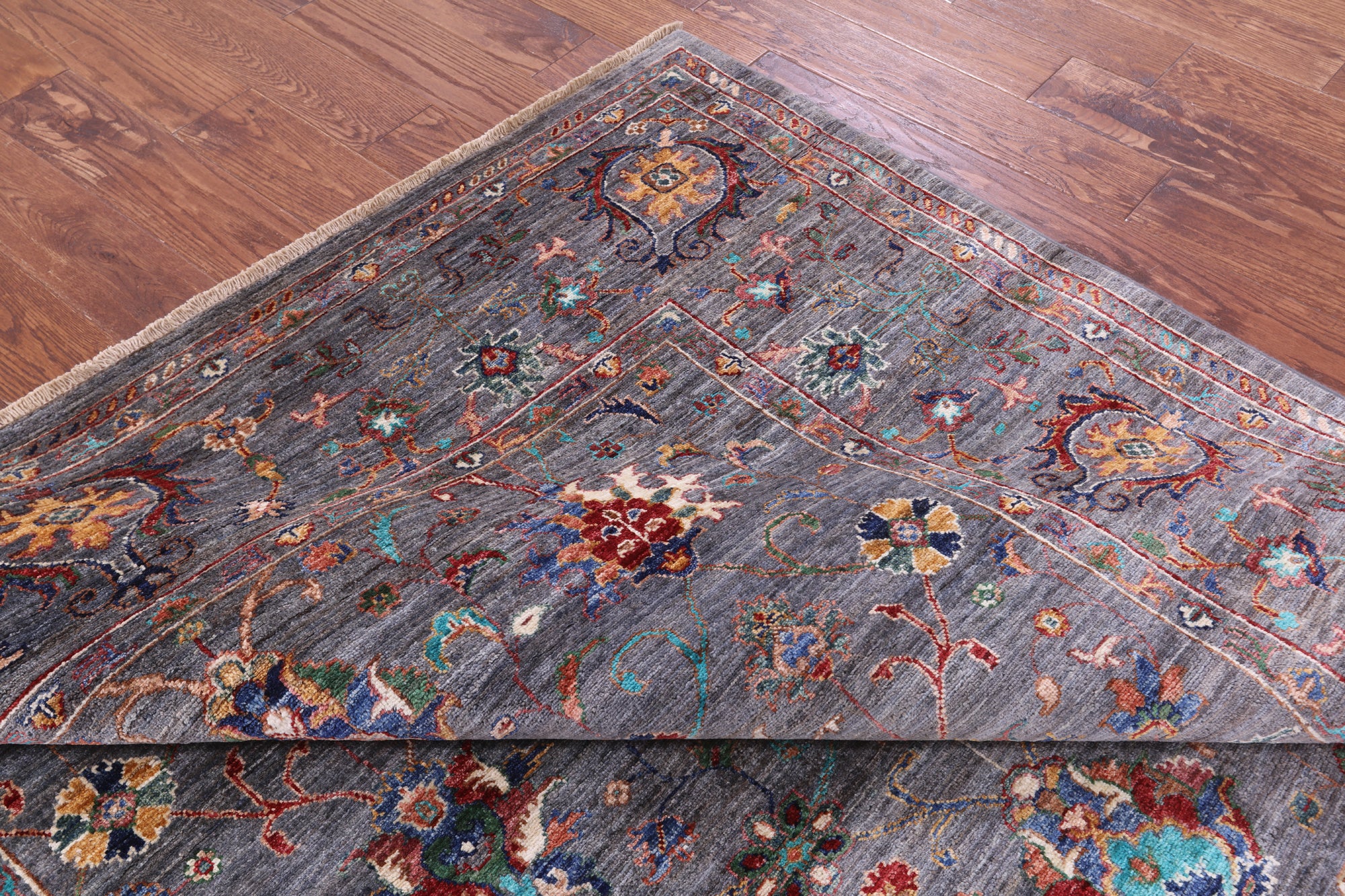 Grey Peshawar Hand Knotted Wool Rug - 6' 8" X 10' 0" - Golden Nile